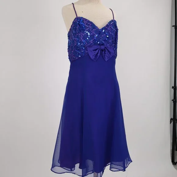 Dresses | Vtg 8s Cobalt Blue Sequin Big Bow Chiffon Mini Dress Party Prom Cocktail Xs | Poshmark Dresses | Vtg 8s Cobalt Blue Sequin Big Bow Chiffon Mini Dress Party Prom Cocktail Xs | Poshmark